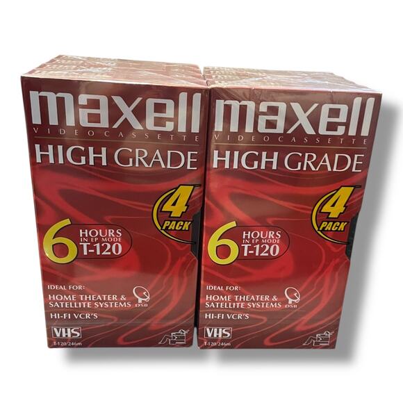 Maxell High Grade Hi-Fi VCR Video Cassette T-120 6 Hour VHS SEALED Lot of 8 - Picture 5 of 10